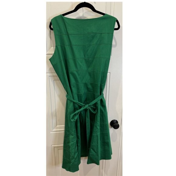 Calvin Klein 16W Green Sleeveless Dress with Belt Workwear Wedding Classic - Picture 2 of 7